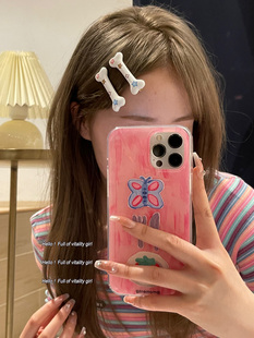 好运正在派送 骨头星星一字夹侧边刘海鸭嘴夹发饰女 保持好心情