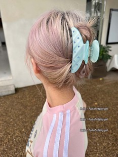 心有浪漫山海 颗颗水钻醋酸盘发抓夹蝴蝶造型鲨鱼夹半扎发抓发夹