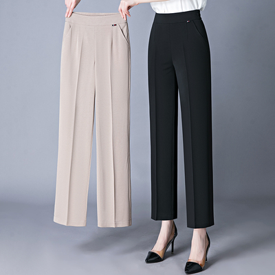 2025新款妈妈裤子冰丝九分阔腿裤