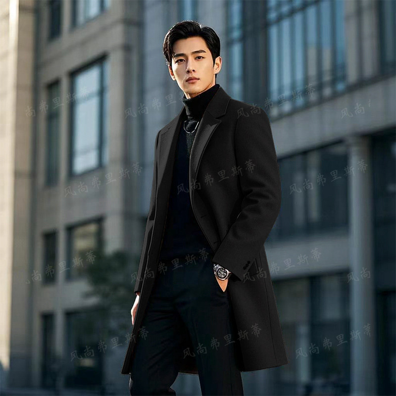 秋冬中长款单排扣外套高级感双面呢风衣休闲帅气英伦高端羊毛大衣