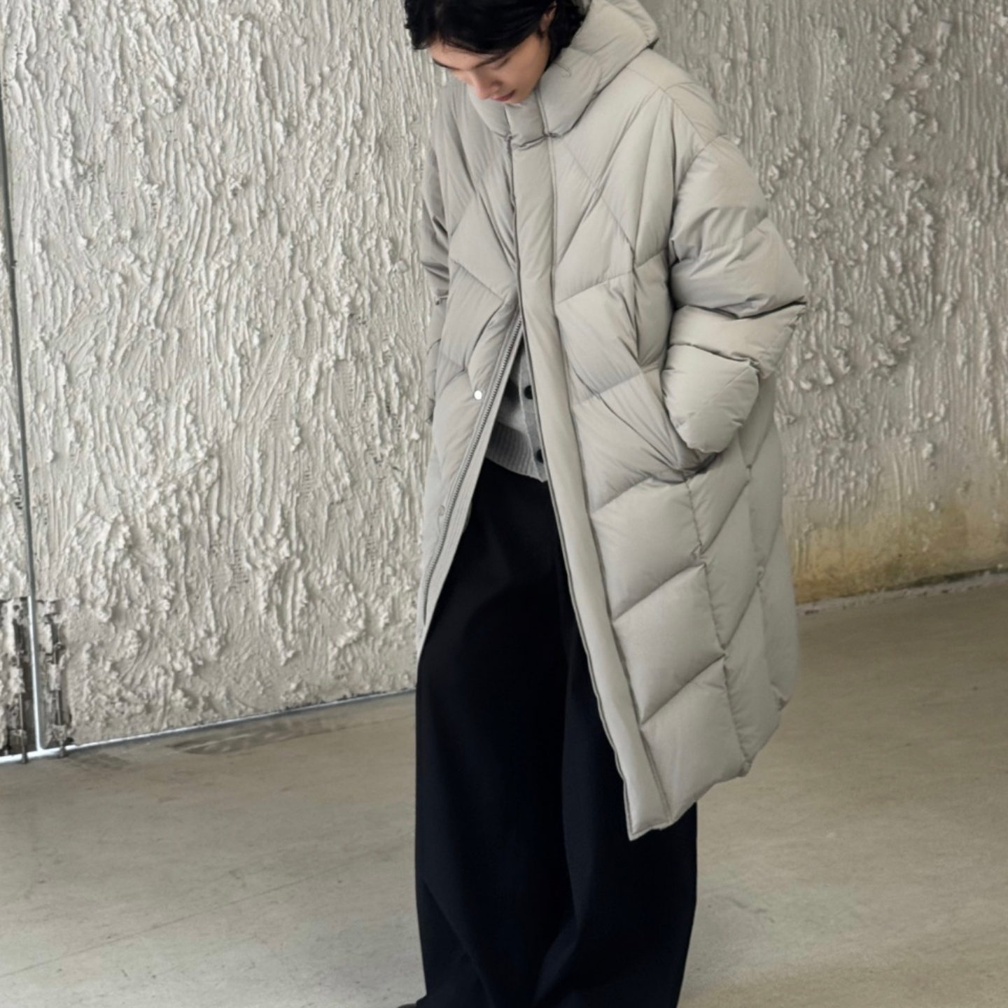 冬季极寒高充绒量90%白鹅绒羽绒服男大长款过膝连帽加厚面包服