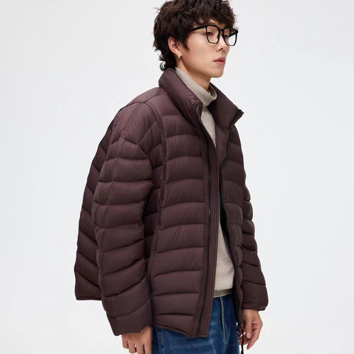 90白鸭绒美式潮牌轻薄排骨立领羽绒服情侣款冬季时尚户外保暖外套