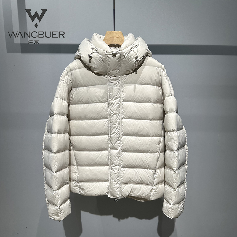 【加厚保暖连帽宽松排骨羽绒服男90鹅绒服】冬季潮流休闲纯色外套