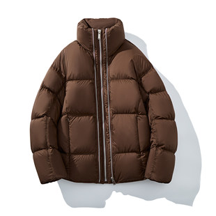 有术白鸭绒立领双层拉链羽绒服男2025冬季新款宽松面包服保暖外套