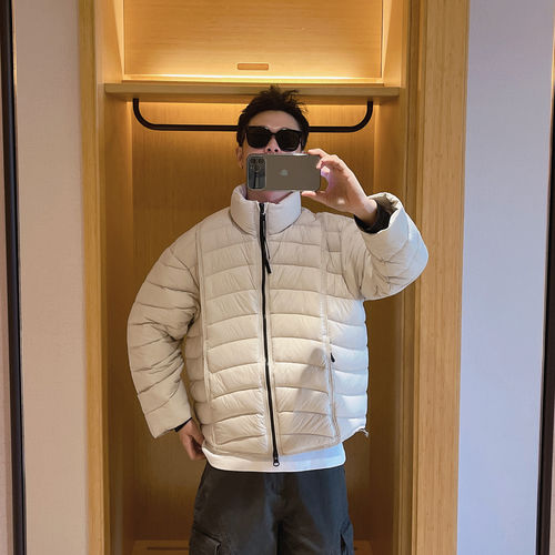 90白鸭绒2025冬季新款轻薄户外立领排骨羽绒服男女款外套潮牌