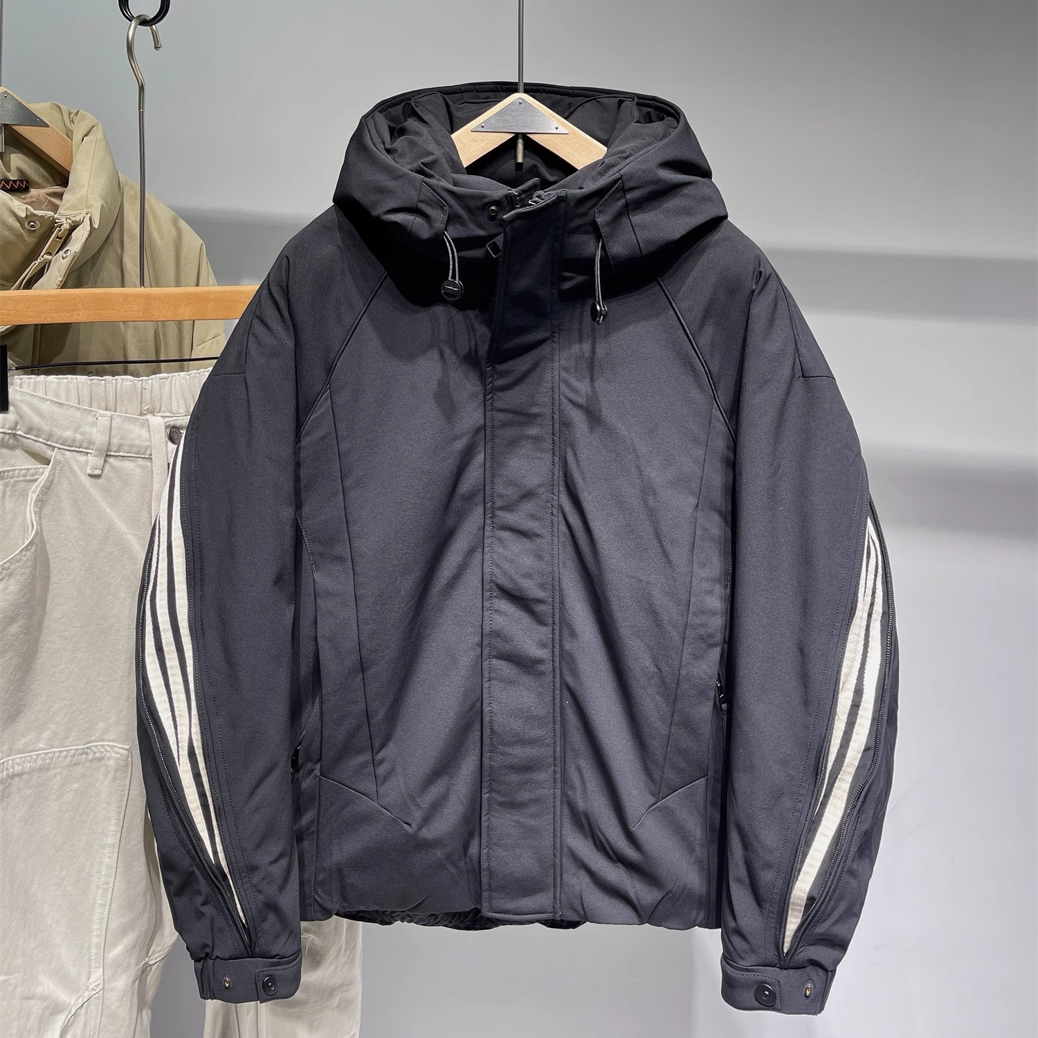 冬季冲锋衣羽绒服男款潮流时尚宽松休闲防风鸭绒保暖连帽夹克外套