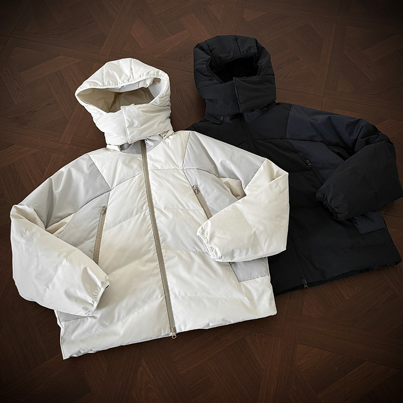 高品质90鹅绒服冬季新款美式高街情侣百搭拼色设计感羽绒服