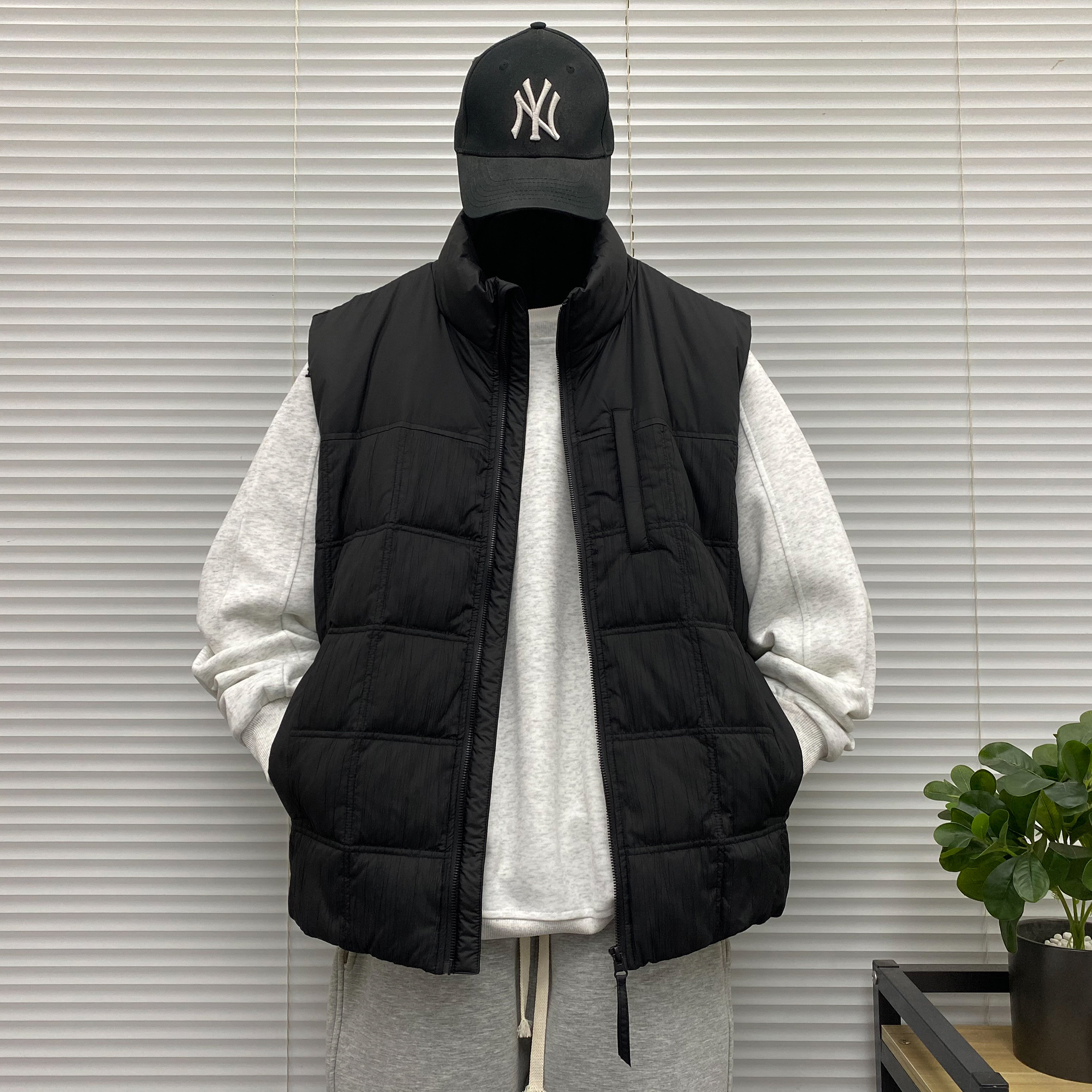 无帽立领外穿羽绒马甲男士冬季装大码青少年胖子轻薄无袖坎肩外套