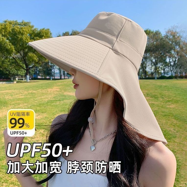 日本代购GP大帽檐防晒遮阳帽女夏天防紫外线遮脸披肩护颈一体帽子