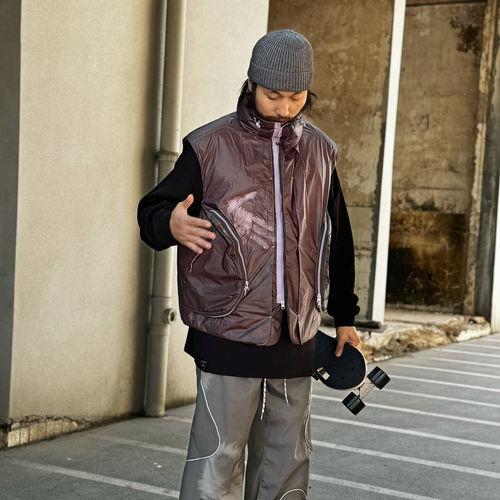 户外恒温设计感鸭绒羽绒服外套宽松无袖背心立领保暖马甲