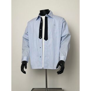 男女休闲翻领长袖 饰格子衬衫 衬衣外套 潮牌复古领带装 美式