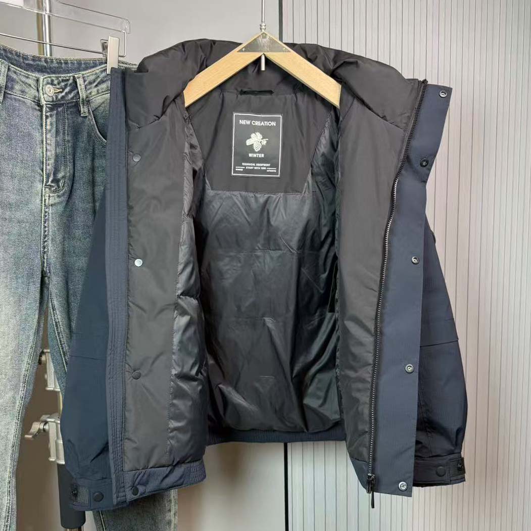 2025男士冬季新款连帽工装羽绒服时尚简约百搭休闲保暖冲锋衣外套