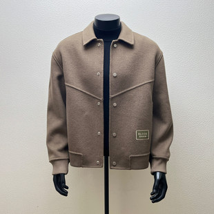 毛呢大衣男短款双面羊绒外套秋冬季高端休闲男装呢料羊毛夹克潮牌