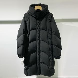 高充绒量极寒保暖情侣款中长款羽绒服男冬季加厚连帽高端过膝外套