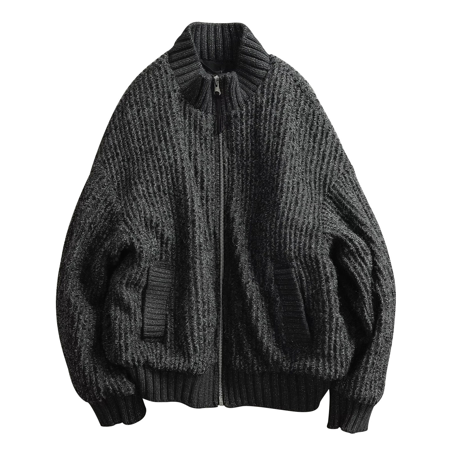 MUSONMU「90白鹅绒」冬季日系极简重磅针织羊毛立领羽绒服外套 男