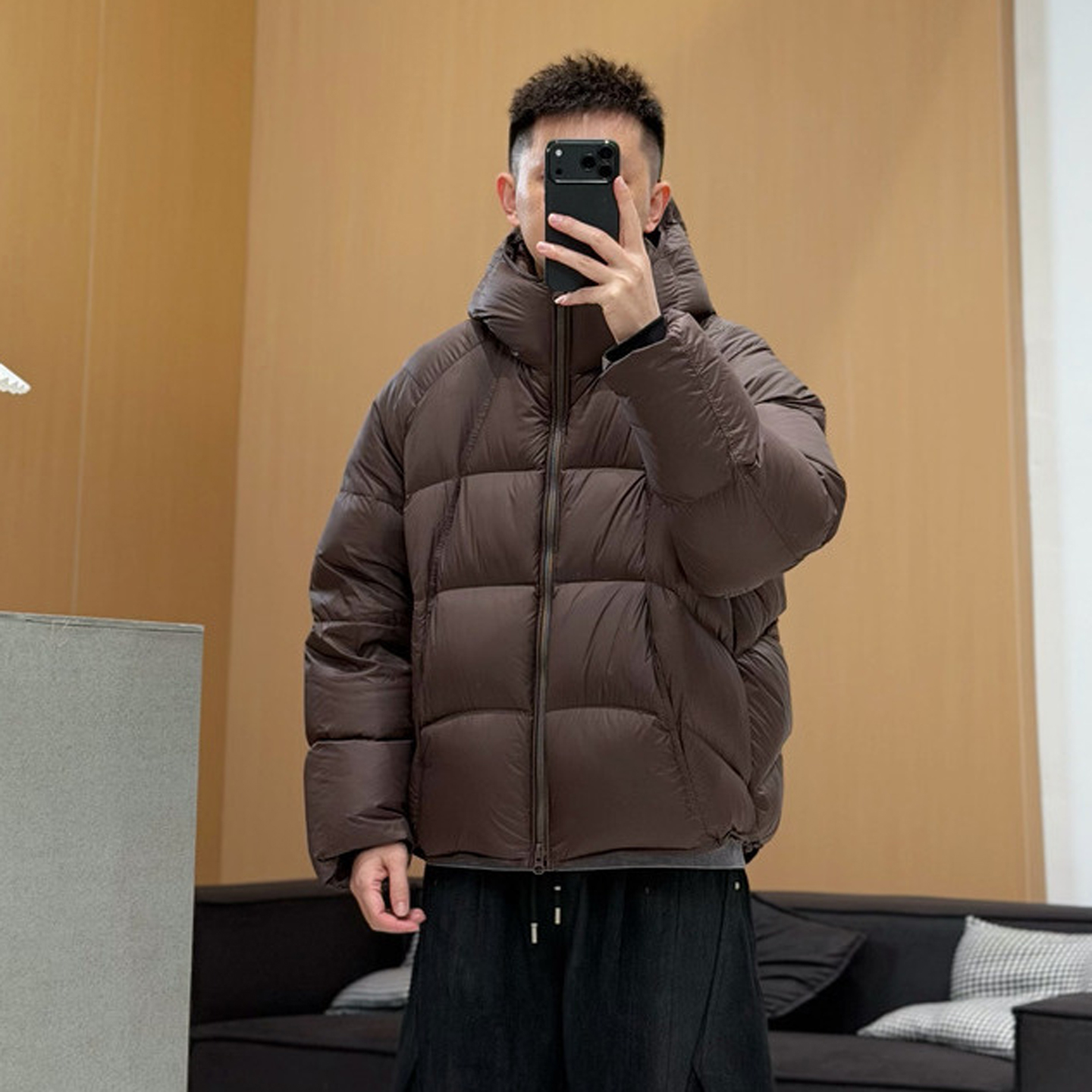 90白鸭绒泡芙连帽羽绒服男士2025新款冬季高充绒量外套防寒保暖潮