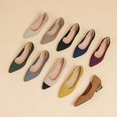 坡跟飞编针织中跟套脚尖头平蛋卷女士软底透气单鞋 王妃鞋 春夏新款