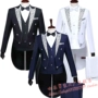 Tuxedo ba mảnh biểu diễn phù hợp với hiệu suất sân khấu ca sĩ chủ nhà ăn mặc nam pháp sư chỉ huy - Suit phù hợp suit nam