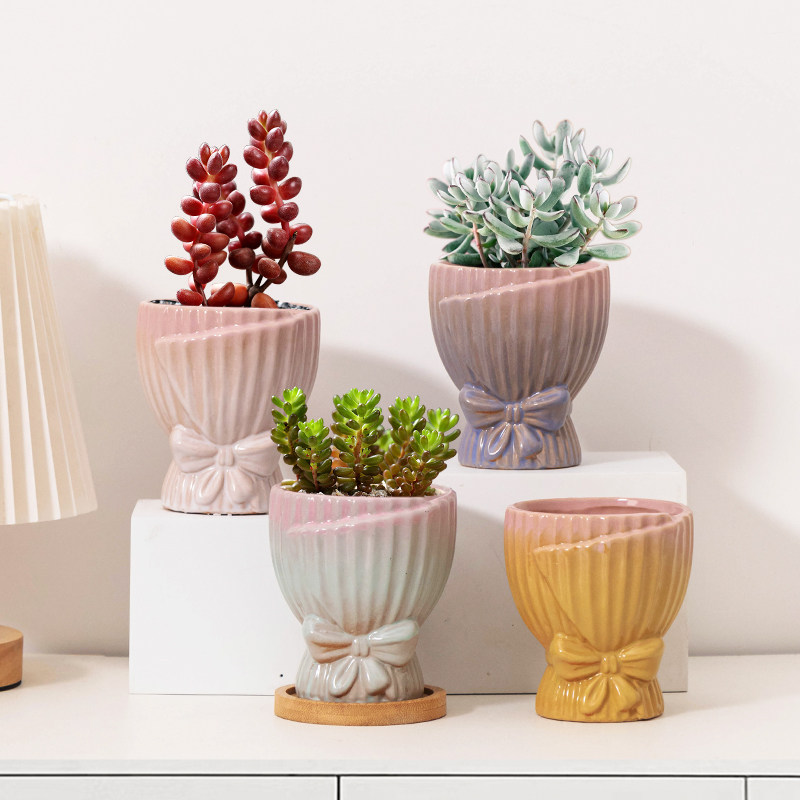 陶瓷花盆多肉专用ins风家用桌面精美摆件绿植用盆大小口径个性盆