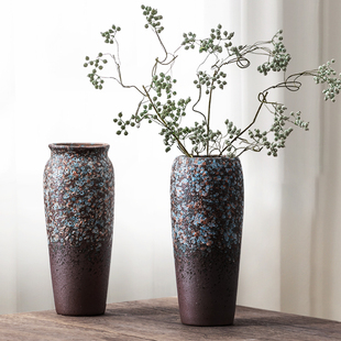 复古彩色窑变大号插花装饰花瓶器皿陶瓷无孔水培绿植家用客厅摆件