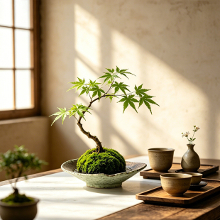 花盆陶瓷水培器皿苔藓球流泉枫绿植盆栽家用室内桌面玄关装饰摆件