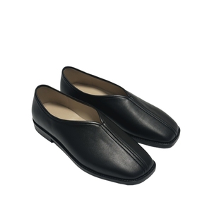 真皮一脚蹬薄底平底日常通勤男女同款 方头羊皮僧侣鞋 STREET UPUP