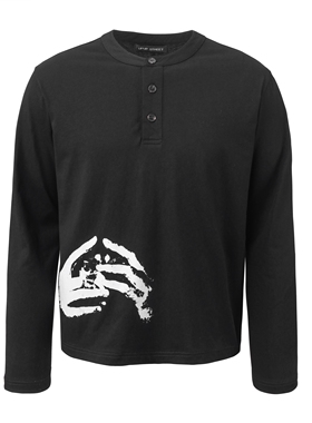 UPUP STREET 基础通勤纯棉打底印花长袖百搭亲肤透气打底衫亨利领