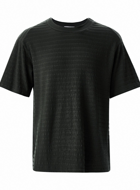 UPUP STREET 简约通勤基础款复古棉混纺坑条四色T恤短袖男女同款