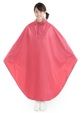 日系风涤纶布防水初中学生自行车雨衣女带反光条共享单车雨披