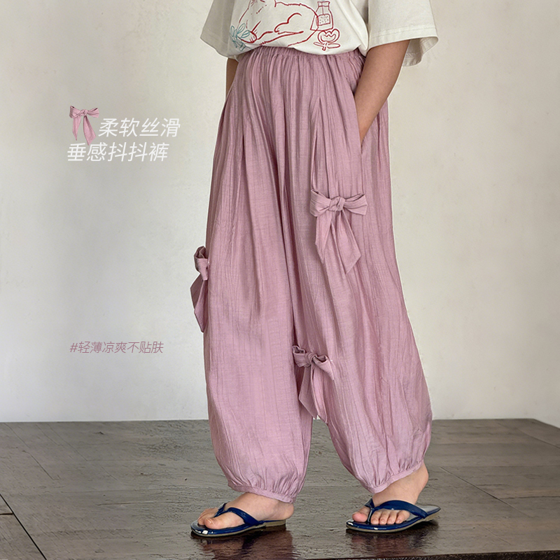 图图小象童装裤子女童防蚊裤2025夏季新款儿童凉感中大童休闲裤