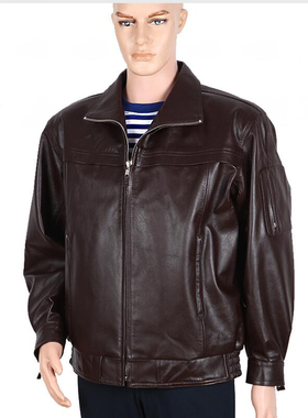 正品02年棕色春秋冬飞行皮衣皮服春冬季飞行员皮衣飞行员皮夹克服