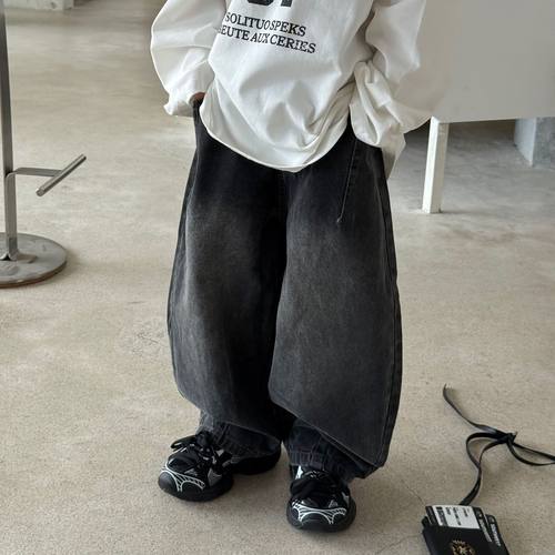 儿童休闲弯刀牛仔裤水洗韩版长裤