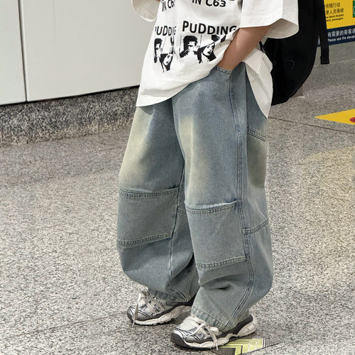 男女童蓝色牛仔裤儿童裤子休闲裤