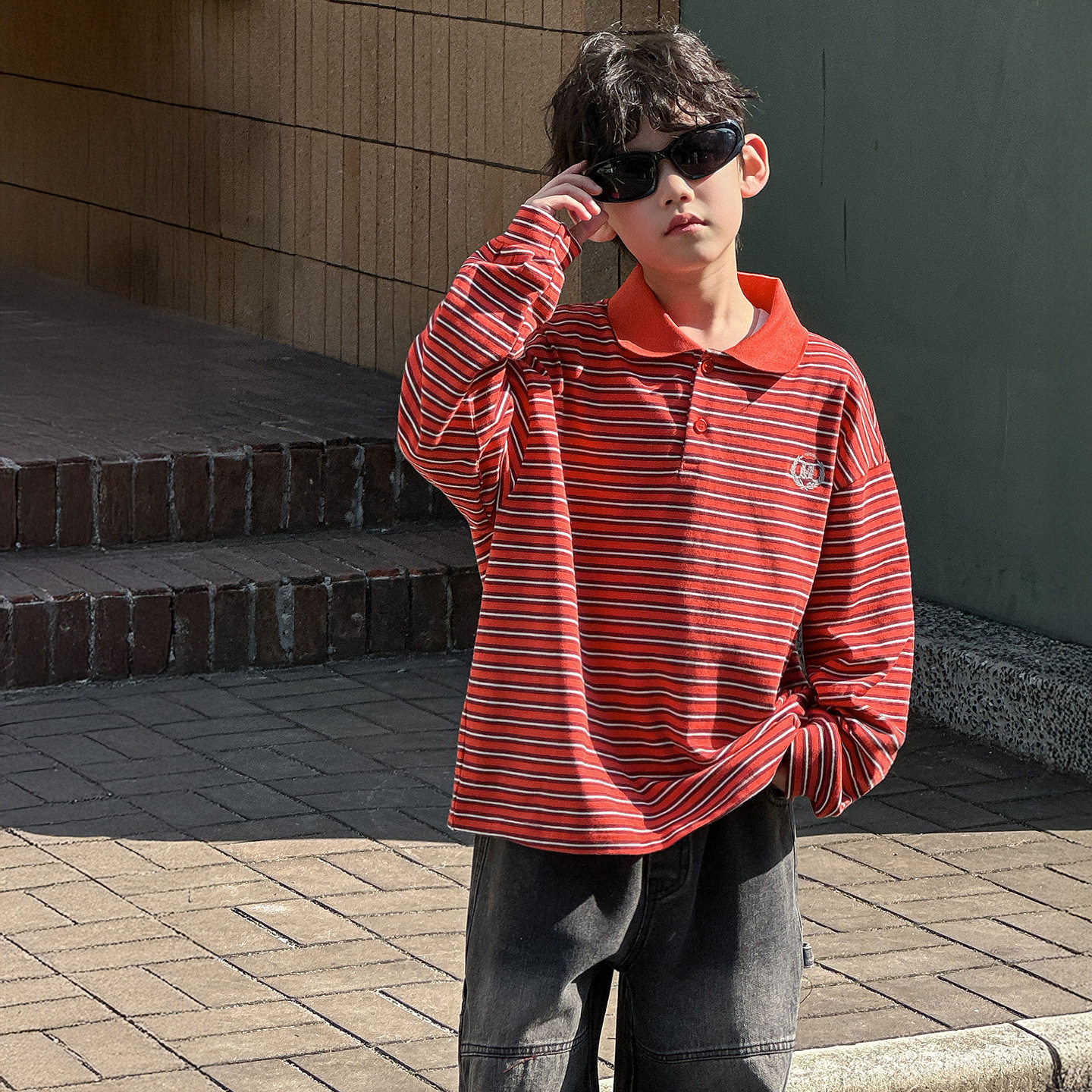 貌貌妈家男童卫衣春季韩版2026新款儿童条纹翻领休闲POLO衫上衣潮,童装/婴儿装/亲子装,儿童POLO衫,淘宝优惠券,粉丝福利购,淘宝优惠卷