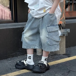貌貌妈家2025夏季新款男童牛仔中裤五分裤儿童洋气牛仔短裤纯棉潮
