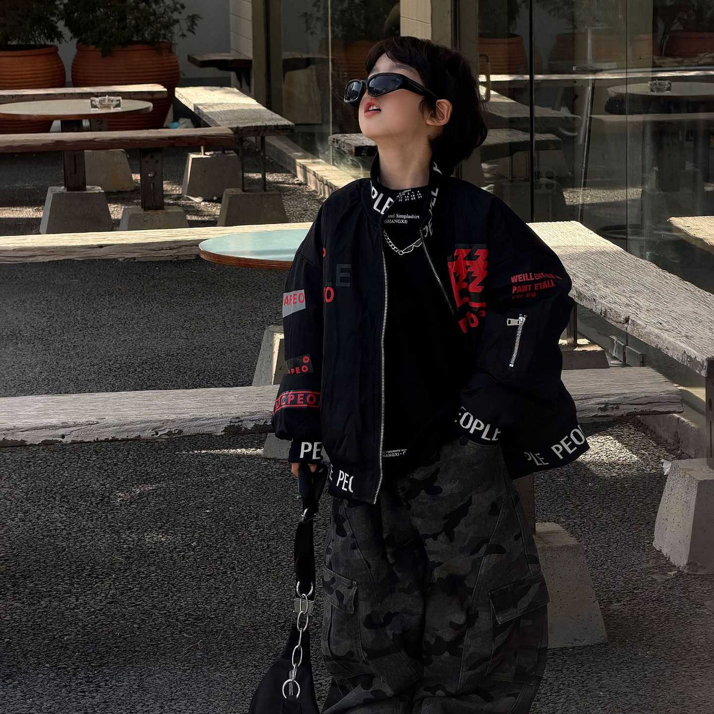 貌貌妈家2026冬季韩版男童赛车服夹棉保暖外套儿童美式机车棉服潮