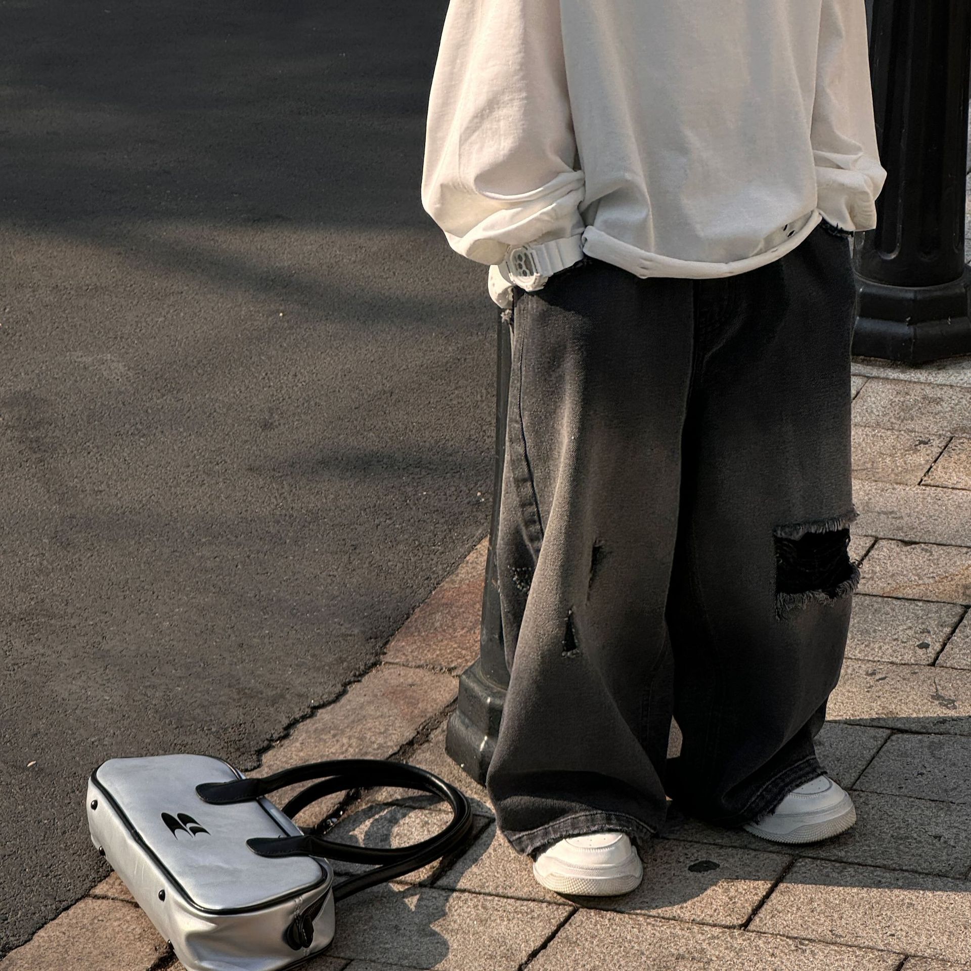 男女童破洞牛仔裤儿童炸街长裤