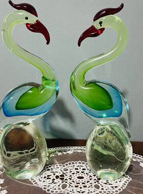 淄博水晶琉璃反影仙鹤摆件装饰品