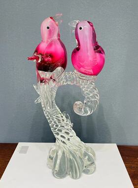 批发淄博琉璃双鸟摆件装饰品高摆件