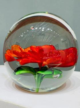 淄博琉璃扎花花球摆件装饰品礼品琉璃球十公分