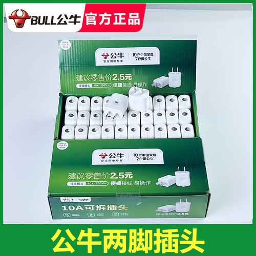 公牛10A插头二脚三角插头10a16a