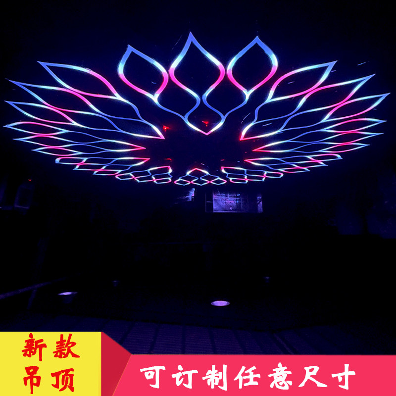 新款婚庆铁艺大型雕刻放射发光蜂巢窝吊顶荷莲花灯箱酒店婚礼堂装