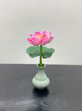 上品居桌面简约仿真小荷花仿真莲花佛前莲花供佛用带瓶假花塑料花
