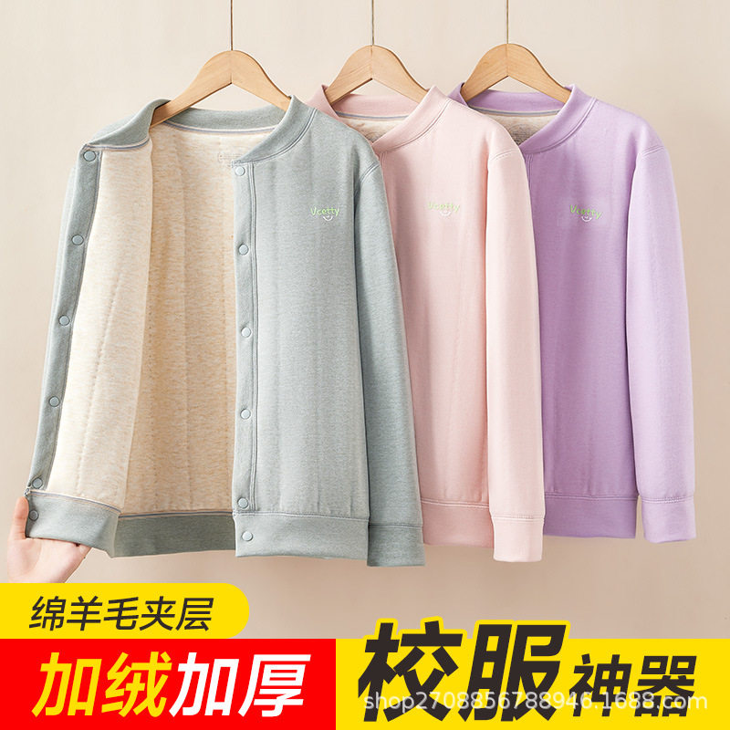 校服女童棉服保暖衣女孩秋冬学生大童初中生内胆棉袄冬季棉衣