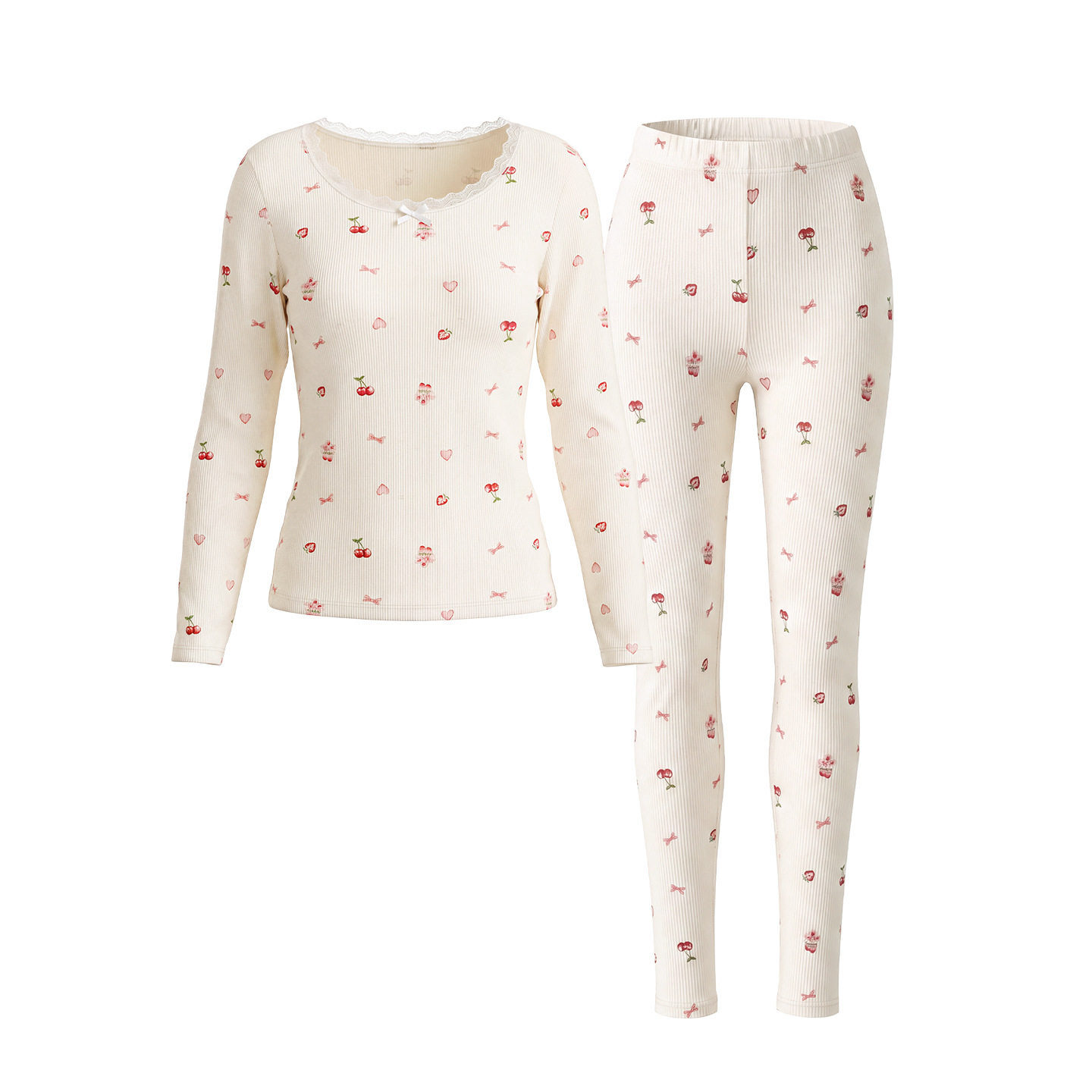 新款印花纯棉秋衣秋裤女套装打底基础学生纯棉保暖内衣薄款秋