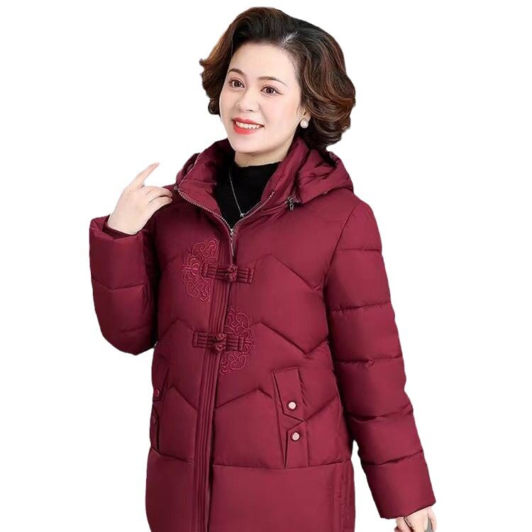 妈妈装秋冬装羽绒棉衣新款中老年人婆婆加绒加厚棉服老太太棉袄