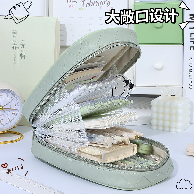 多功能大容量笔袋便携高颜值铅笔盒韩版编织笔筒文具盒六层收纳袋
