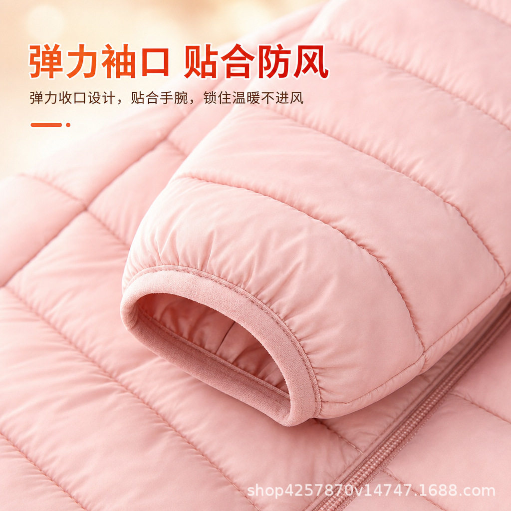 秋冬女士连帽轻薄棉外套可拆卸简约短款轻便棉服女装大码通勤棉衣