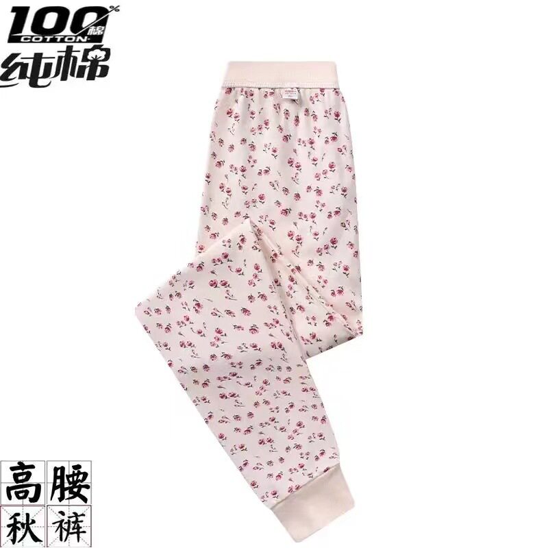 秋冬女士秋裤中老年纯棉加厚印花高腰棉毛裤加肥全棉保暖裤衬裤子