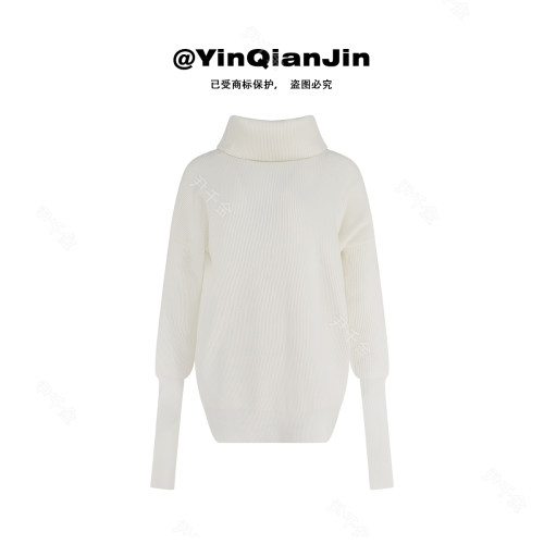 【白麝】“微醺的松弛氛围”大衣叠穿神器高领毛衣A101201